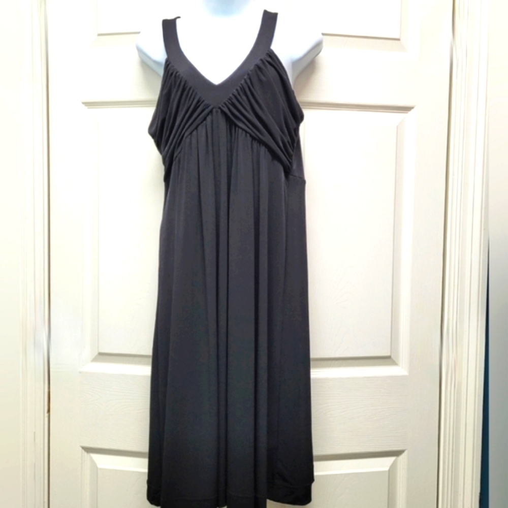 Calvin Klein Ruched V-neck Halter Dress